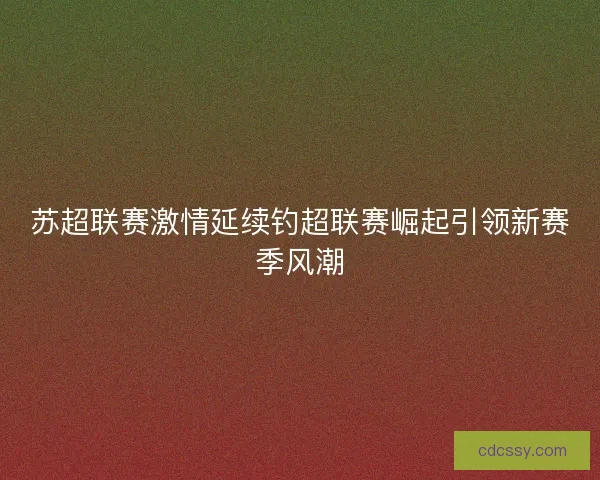 苏超联赛激情延续钓超联赛崛起引领新赛季风潮